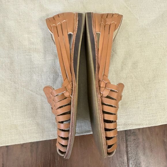 NISOLO Womens Huarache Weaved Leather Sandals in Almond PERU MADE - Picture 5 of 10